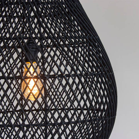 Lampe en rotin noir Drop L