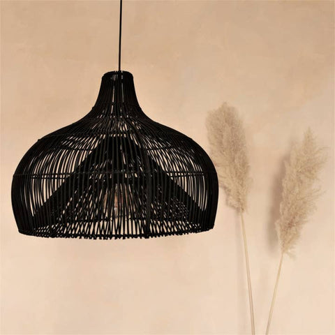 Lampe en rotin noir S Maggie