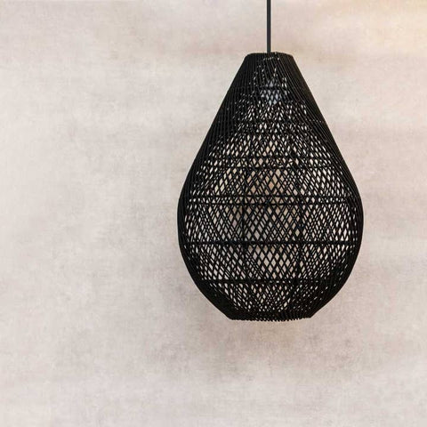 Lampe en rotin noir Drop L