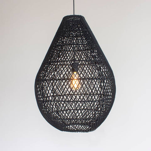 Lampe en rotin noir Drop L