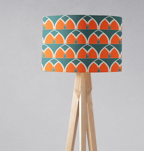 Teal and Orange Geometric Arches Design Lampshade, Ceiling or Table Light Shade